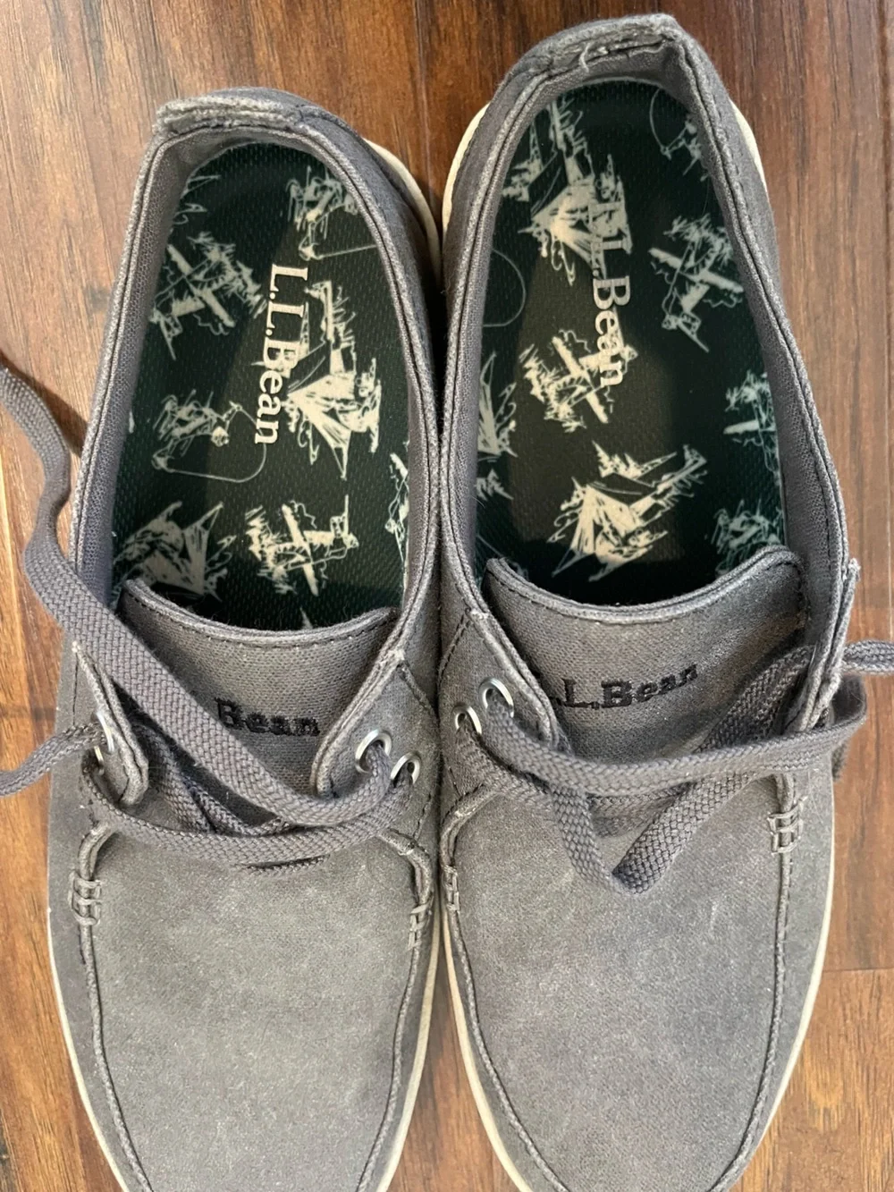 L.L.Bean Campside Canvas Sneakers Men’s 10 Gray Canvas Casual Boat Shoes EUC